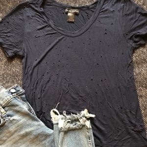 Distressed Navy T-shirt